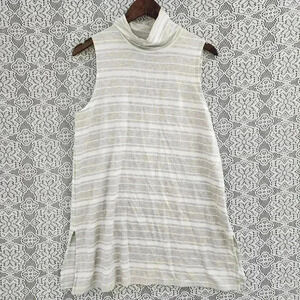 Garnet Hill cowl neck striped mini tank shift dress L